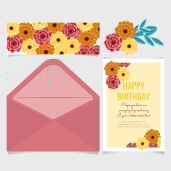 Vector Paper Flower Birthday Card
