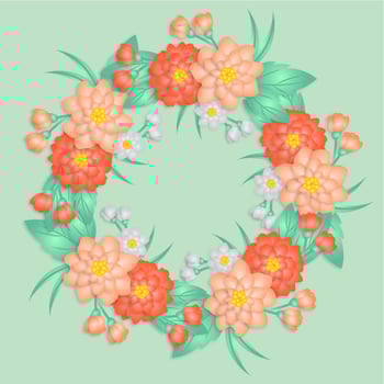Vector Paper Flowers Wreath