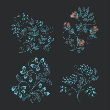 Minimalist Collection of Wireframe Floral Ornament for Design Elements vector
