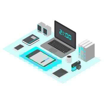 Isometric Workspace Vector Illustration