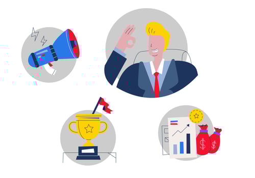 Successfull Boss In Marketing Vector Illustration