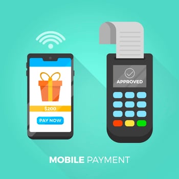 Flat Pay With Phone in Modern Background Vector Illustration