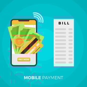 Flat Pay With Phone in Modern Background Vector Illustration