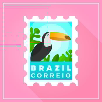 Flat Modern Brazil Postage Stamp with gradient background vector illustration