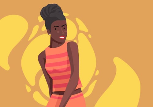 Female Portrait on Yellow Background vector
