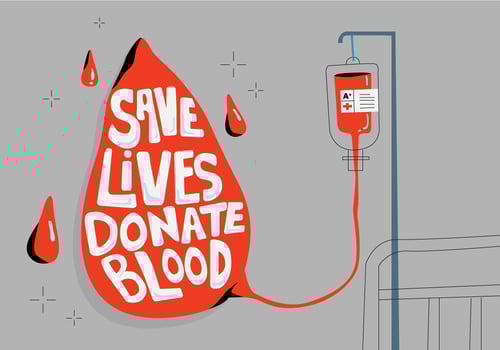 Save Lives With Donate Blood Typography Poster For Blood Drive Vector Illustration