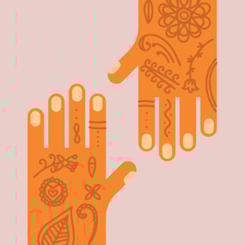 Flat Hand With Henna Tattoos vector