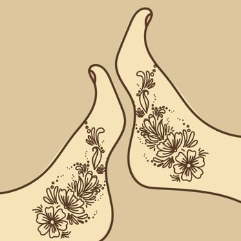 Feet With Henna Art vector