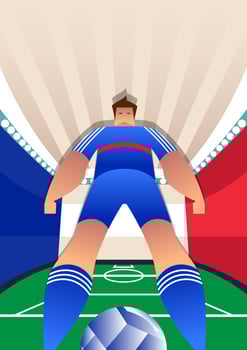 France World Cup Soccer Players Vector Illustration