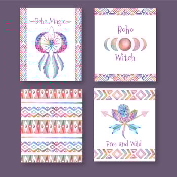 Boho Cards Collection With Quotes vector