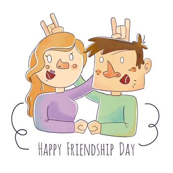 Cute Couple Of Friends Smiling vector