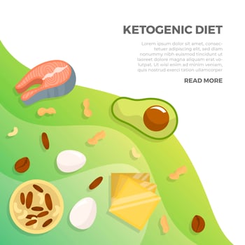 Flat Ketogenic Diet Starter Pack With Gradient Background Vector Illustration