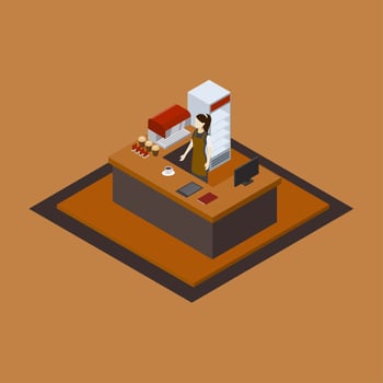 Barista Isometric Vector