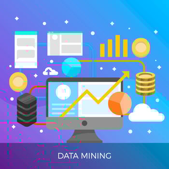 Flat Data Mining Cryptocurrency Process With Gradient Background Vector Illustration
