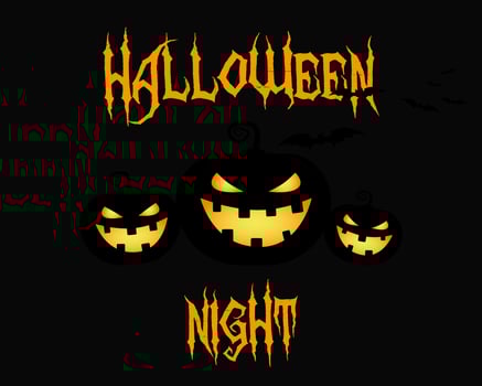 Happy Halloween party night card. halloween pumpkin, dark design. Background, poster and banner. Flat design for celebration Halloween. Vector