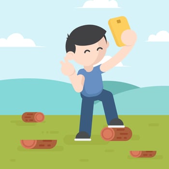 Selfie Boy Cartoon Vector Illustration