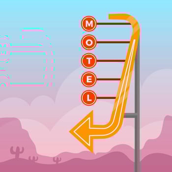 Flat Vintage Sign With Landscape Background Vector Illustration