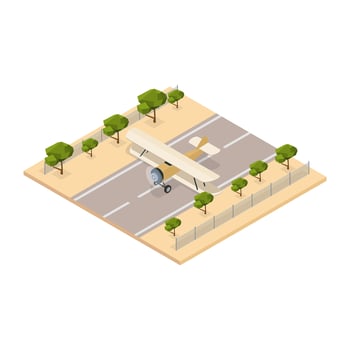 Biplane Isometric Vector