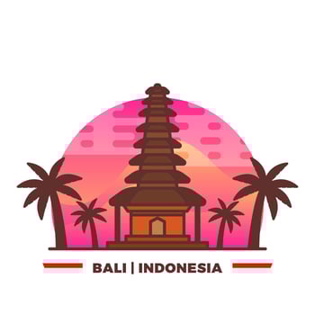 Flat Temple in Bali Indonesian Pride With Gradient Background Vector Illustration