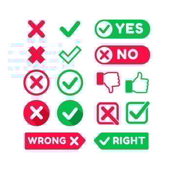 Right And Wrong Flat Sign vector