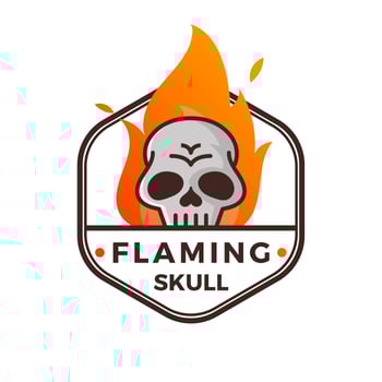 Flat Modern Minimalist Flaming Skull With Gradient Flame Background Vector Illustration