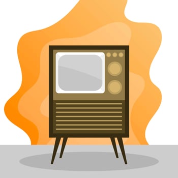 Flat Retro Television With Gradient Background Vector Illustration
