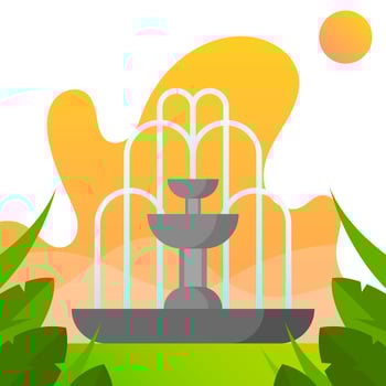 Flat Fountain With Gradient Park Background Vector Illustration