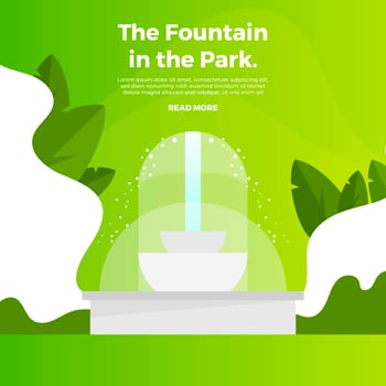 Flat Fountain With Gradient Park Background Vector Illustration