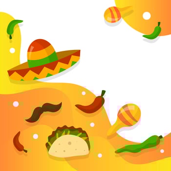 Flat Sombrero And Mexican Elements With Gradient Background Vector Illustration