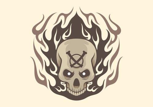 Flaming Skull Tattoo Design vector