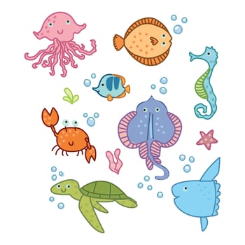 Cute Animals From The Ocean Kingdom vector