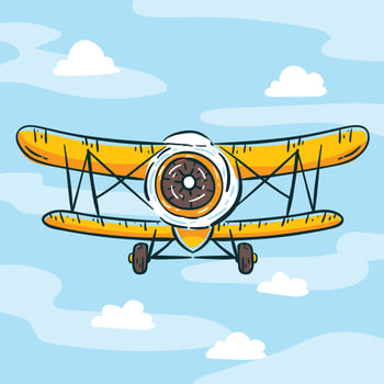 Hand Drawn Yellow Biplane Vector