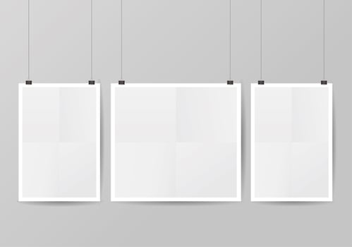 Mock Up Realistic White Poster Hanging vector
