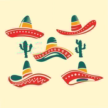 Flat Illustration Traditional Mexican Wide Brimmed Sombrero Hat vector