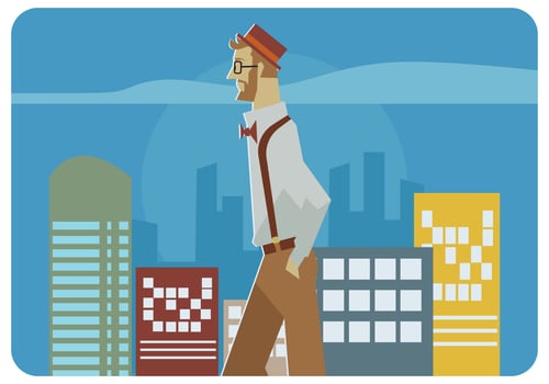 Walking Hipster Dude Vector