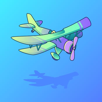 Flying Biplane Vector