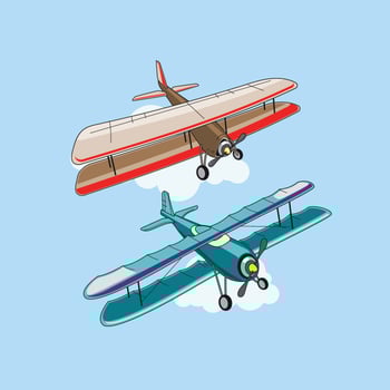Set of biplane or aircraft Attractions vector