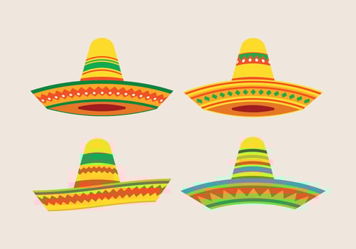 Sombrero Mexican hat set vector