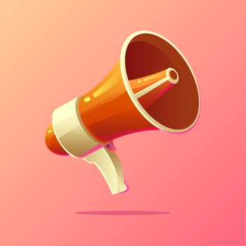 3D Realistic Shiny Megaphone Vector