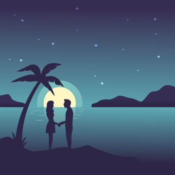Night Time Beach Vector
