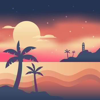 Night Time Beach Vector
