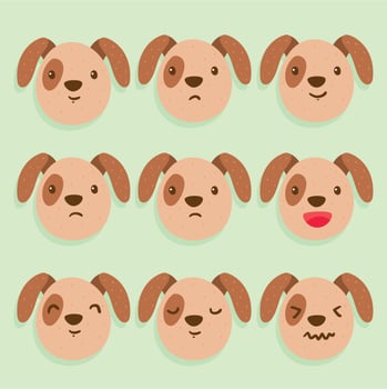Brown Dog Emotions Vector