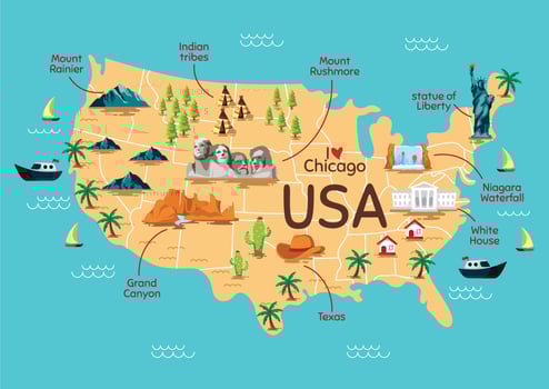 United States Landmark Map vector