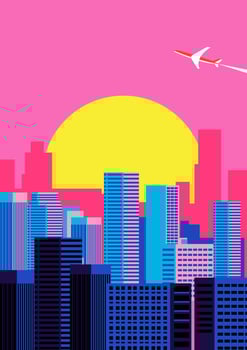 Cityscape Sunset Background vector
