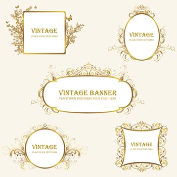 greek and vintage frames gold vector