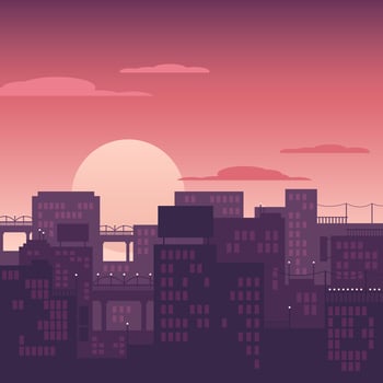 Cityscape Sunset Vector