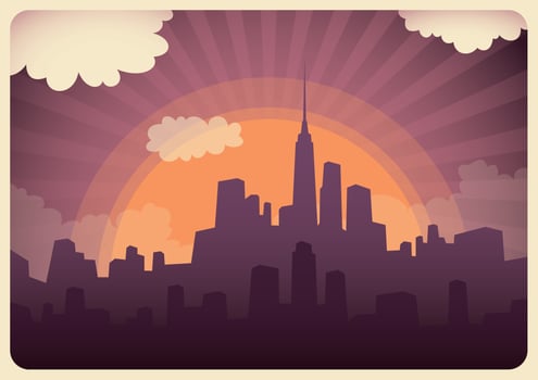 Cityscape sunset vector