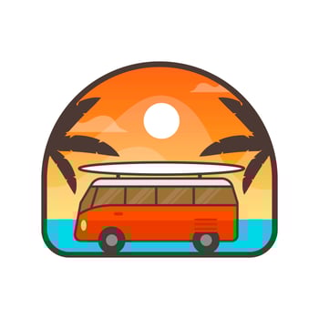 Flat Car Badge With Gradient Background Vector Illustration Template