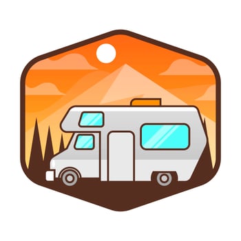 Flat Car Badge With Gradient Background Vector Illustration Template