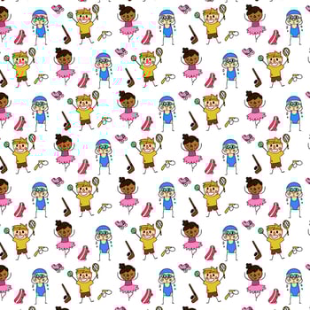Cute Pattern With People Doing Exercise vector